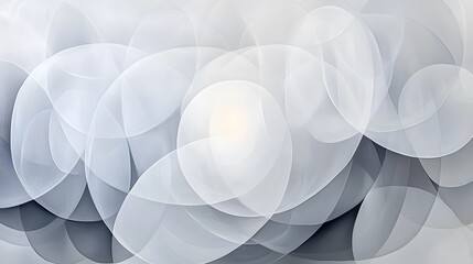 Wall Mural - Abstract White Grey Overlapping Circles Art