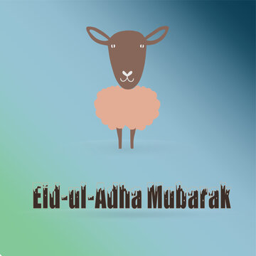 Muslim holiday Eid al-Adha. graphic design decoration. floral lamb and a sheep. vector illustration with blue green themed background