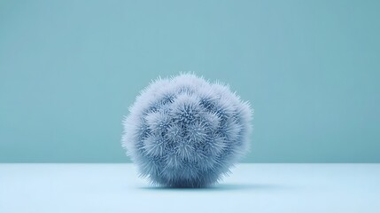 Wall Mural - Abstract Spiky Ball 3D Render Pastel Blue Minimalist