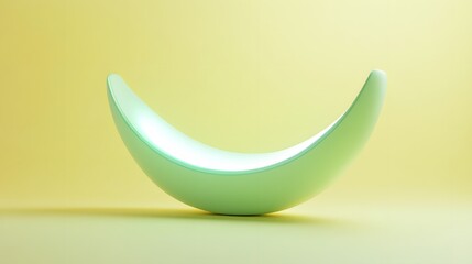 Wall Mural - Abstract Pastel Green Crescent Shape Minimalist 3D Render