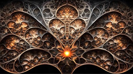 Wall Mural - Abstract fractal art intricate design gold brown