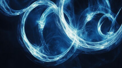 Aufkleber - Abstract swirling blue energy patterns on dark background.