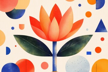 Poster - Surreal abstract floral design with geometric shapes for artistic print
