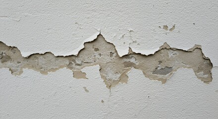 Poster - Chipped Texture Isolated on White Screen Background for Ads Promotion and Realistic Damage with Peeling Paint Revealing Underlying Concrete Surface