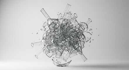 Poster - Destroyed Centrifuge with Mangled Rotors Representing a Chaotic Laboratory Accident Isolated on White Screen Background Highlighting Damage Reuse and Recycle