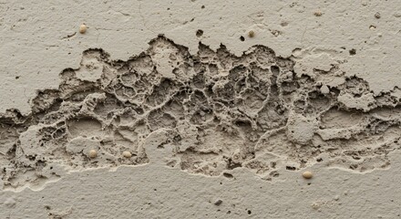 Poster - Detailed Damaged Beige Wall Texture Isolated on White Screen Background for Decoration or Thematic Presentations