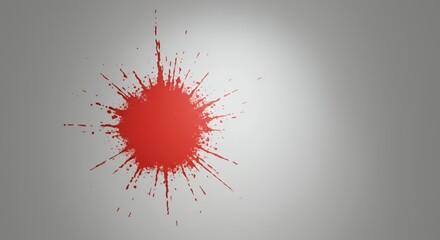 Poster - Red Splatter Paint Isolated on White Screen Background with Abstract Circular Design Perfect for Decoration