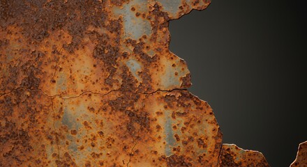 Poster - Rusted and Damaged Metal Texture Isolated on White Screen Background Showing Brown and Orange Tones Perfect for Industrial Themes