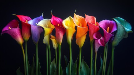 Poster - The image depicts a flower in close proximity, set against a black backdrop with a blue and yellow hub