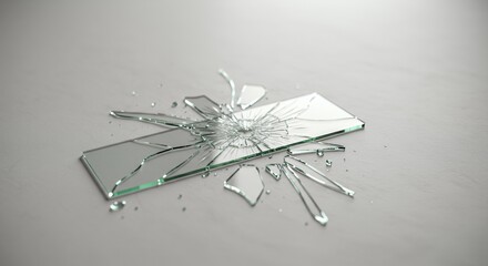 Poster - Shattered Rectangular Mirror Isolated on White Screen Background For Advertising Promotion Mockup and Demonstrating Damage