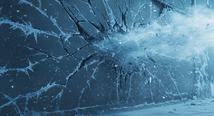 Poster - Wall Damage Isolated on White Screen Background Displaying Cracks Fractures in Concrete Structure for Ads Promotion Recycle Theme and Conceptual Projects Highlighting Fragility