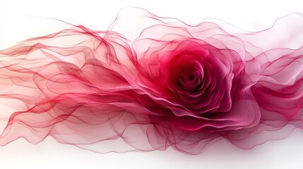 Poster - On a white background, a pink and red flower is prominently displayed with a light reflection at its center
