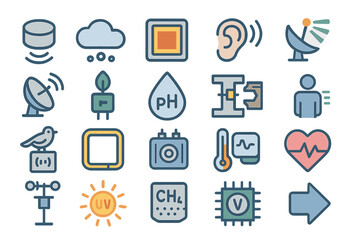 Poster - Various icons representing technology and health monitoring systems used in today's digital environment