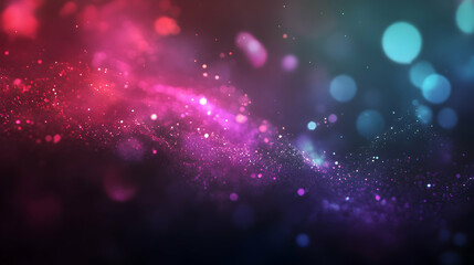 Poster - Entangled light particles in a swirling galaxy of pink and blue nebula