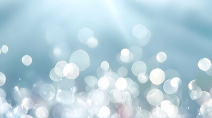 Poster - Serene celestial lightburst with bokeh effect in soft blue and white shades
