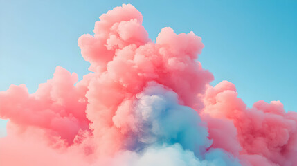 Poster - Vibrant pastel hues of pink and blue intertwine in a dreamlike cloud formation