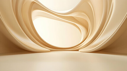 Poster - Abstract fluid cream colored shape background with elegant curves and soft light