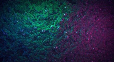 Poster - Intricate Cracks and Fissures on Textured Surface with Gradient of Green Blue and Pink Isolated on White Screen Background for Digital Art