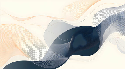 Aufkleber - Fluidity and Depth: A Contemporary Abstract Design with Flowing Lines and Shapes