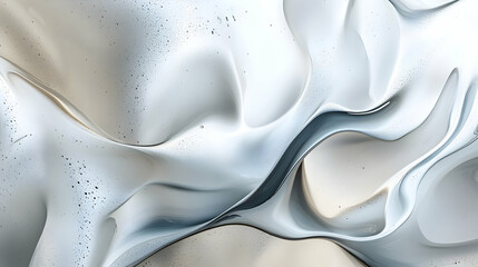 Poster - Subtle fluid movement in pearlescent white and silvery hues with a modern edge