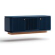 © Sekai - Sleek navy matte floating media cabinet with integrated soundbar floats creating minimalist home entertainment setup