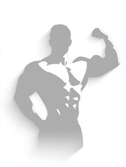 Poster - Muscular Silhouette Representing Strength and Fitness Against a Clean White Background With No Distractions