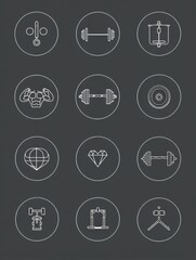 Aufkleber - Minimal Gym Icon Set Featuring Muscle Focus Ideal for Fitness Apps and Health-Related Designs