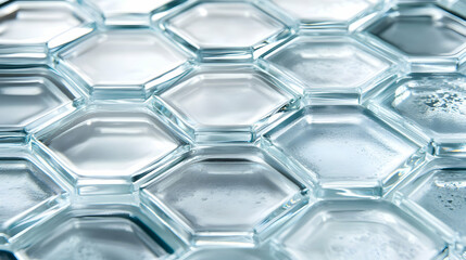Poster - Abstract Honeycomb Texture of Clear Glass Tiles in Seamless Pattern
