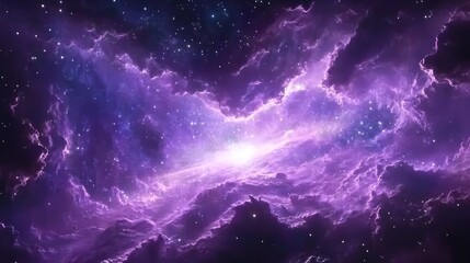 Wall Mural - Vast, swirling nebulae of violet and purple light.