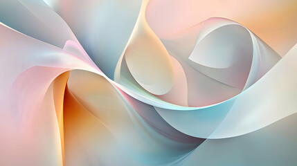 Poster - Abstract pastel gradient waves flowing gracefully, conveying softness and serenity