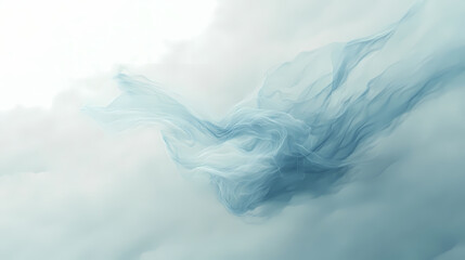 Wall Mural - A wispy, light blue cloud on a white background. [Neon Folktales] | Streamed Spirit | cloud whisper. Illustration