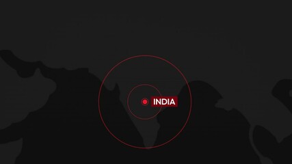 Poster - Breaking News style blinking red dot on the Indian map, 4k animation. Earthquake, news, headline.