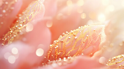 Poster - Delicate Floral Abstract with Golden Accents and Luminous Bokeh Effects