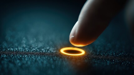 Poster - Dazzling Touch of a Finger on Glossy Surface with Glowing Circle