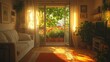 © ROY - Sunlight streams into a cozy living room, revealing a vibrant balcony garden