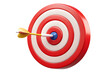 © Ashraf - A yellow dart perfectly hits the bullseye of a red target.