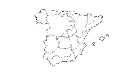  Spain Outline Map: Blank White Vector Illustration