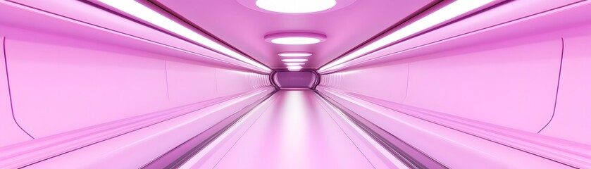Poster - A  futuristic,  pink  tunnel  with  lighting  details.