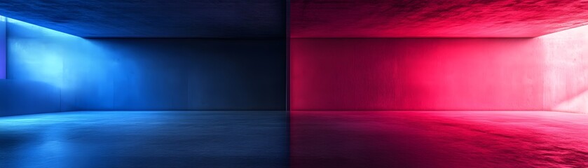 Poster - Vibrant neon colored interior  space