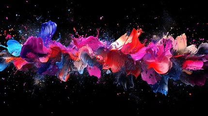 Poster - Vibrant Colorful Paint Explosion Abstract Art Background Digital Design Modern Graphic Resource Artistic Splashes Creative Colorful Swirls Dynamic    