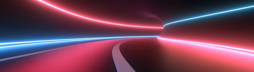Poster - Neon light tunnel design with vibrant colors.