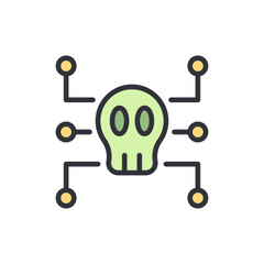 Poster - Stylized Skull Connected With Digital Network Nodes Illustration