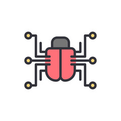 Poster - Digital Bug Icon With Circuitry Design Representing Data Security Threat