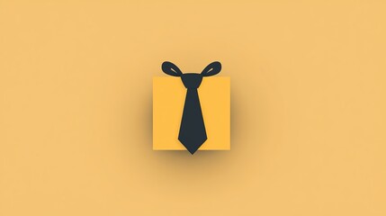 Poster - Abstract Minimalist Tie Gift Box Design Illustration Yellow Background Modern Corporate Branding Elegant Style Simple Graphic Business Festive Present Concept Father Day 