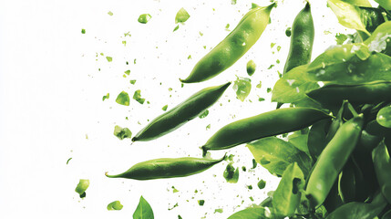 Wall Mural - Fresh green beans on white background. [Gravity Bloom] | Bloomwave Field | pulsing garden. Illustration