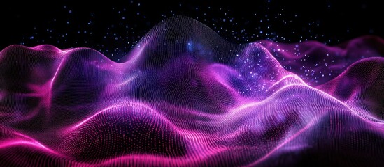 Fototapete - Futuristic luminous landscape with a blend of purple and pink