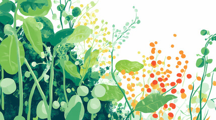 Wall Mural - Fresh green beans on white background. [Gravity Bloom] | Bloomwave Field | pulsing garden. Illustration