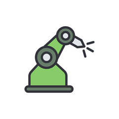 Poster - Animated Green Industrial Robot Arm Performing A Precise Task
