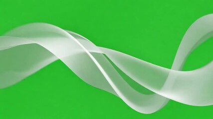 Poster - Abstract Green Wave: A flowing, ethereal white wave gracefully dances against a vibrant green backdrop, inviting a sense of calm, serenity, and modern artistry.