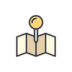 Poster - Stylized Map Icon With Location Pin For Navigation And Exploration